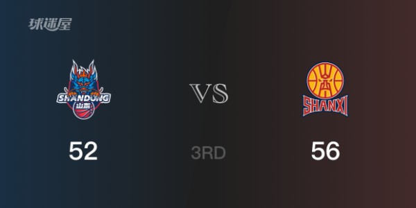 三节战罢，山西以56- 52领先山东，贾明儒17分3篮板4助攻